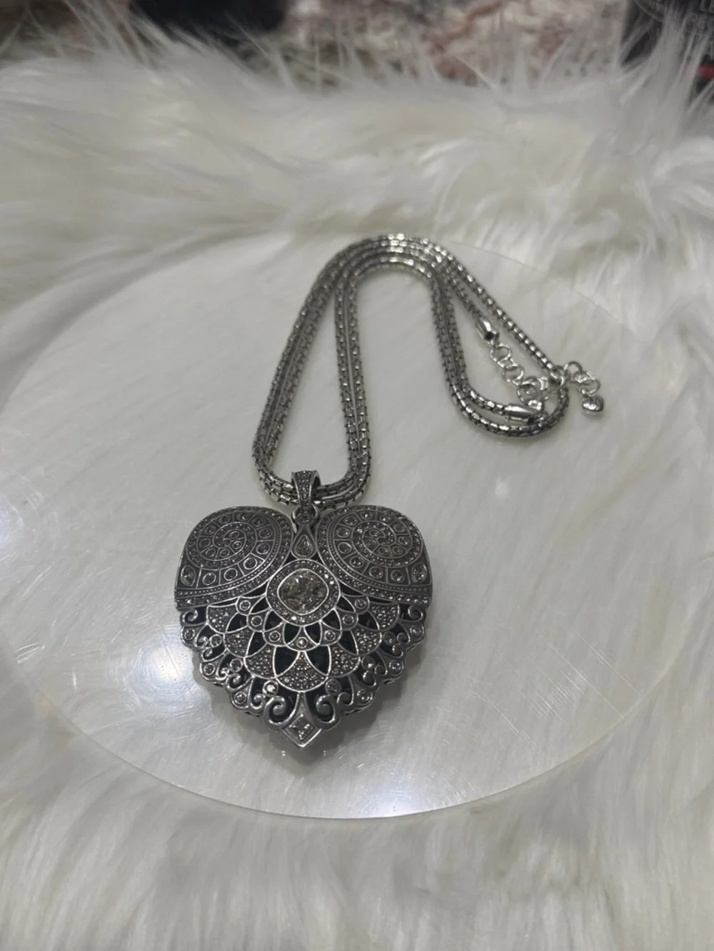 💕Brighton  Mumtaz Large Crystal Heart Convertible Necklace NWOT
